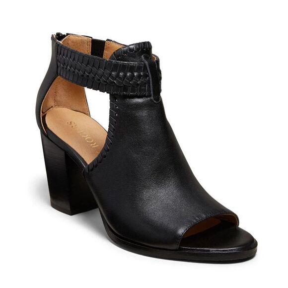 New! JACK ROGERS Women's Tinsley Leather Open-Toe Bootie Sandals Shoes Black - Picture 2 of 9